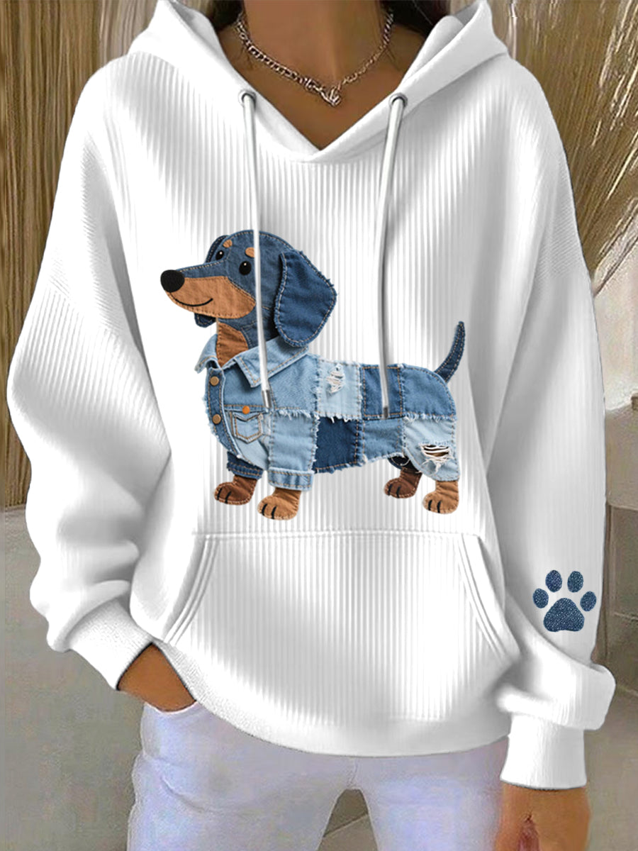 Bumper | Hoodie Patchwork Art Dachshund Pattern
